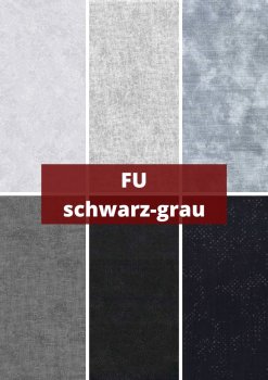 6 verschiedene Stoffe - Falsche Unis schwarz-grau